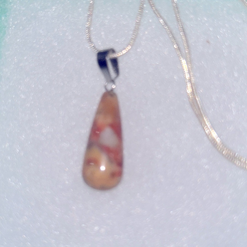 Boho hippie Agate Sterling Silver 18” Necklace
